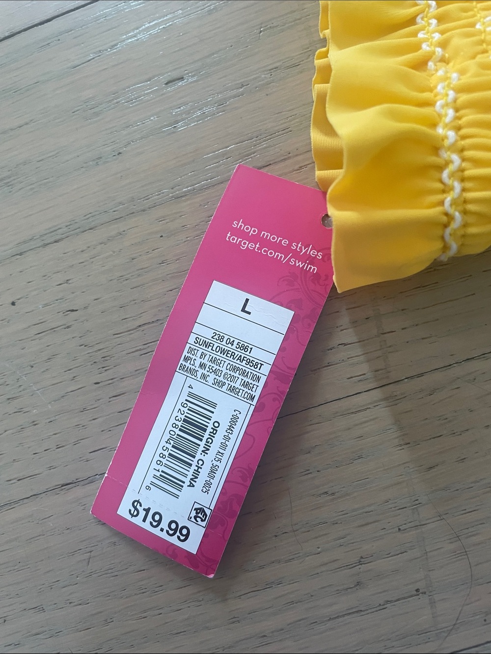 Target Yellow Smocked Ruffle Bikini Top - Picture 2 of 2